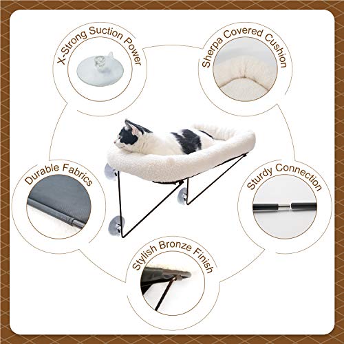 Metal-Supported Cat Window Perch with Pet Bed