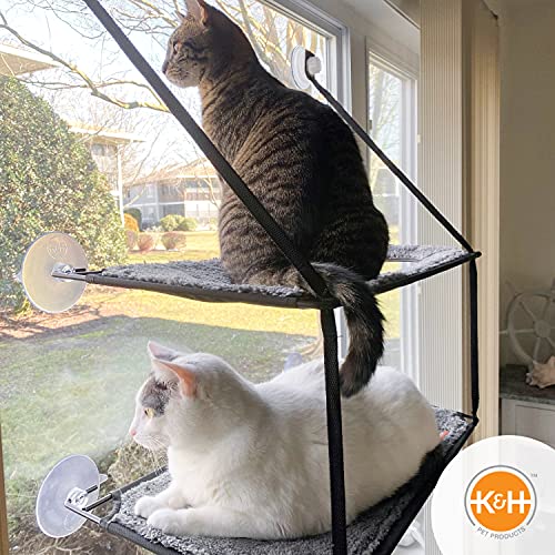 Double Stack Gray Cat Window Perch Bed