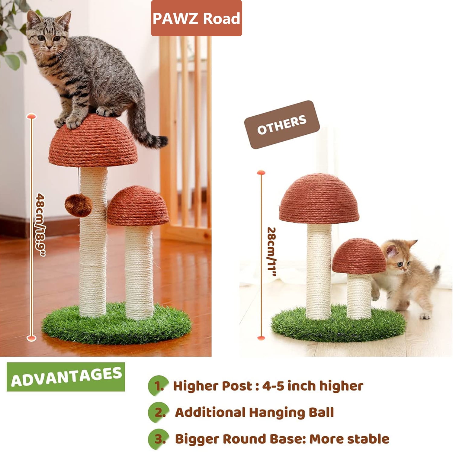 Mushroom Cat Scratching Post by PAWZ Road