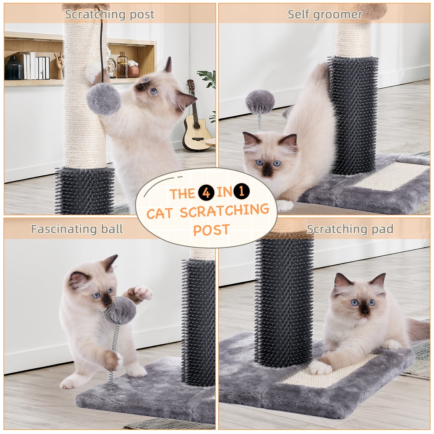Rubber Massager Cat Scratching Post by PAWZ Road
