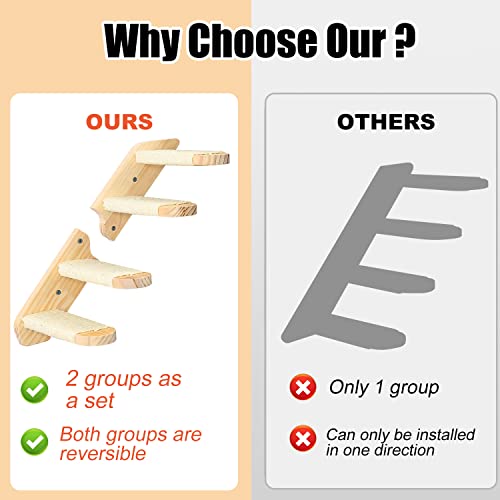 Reversible Wall-mounted Cat Climbing Steps