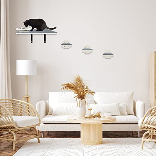 Wall-mounted Cat Hammock with Shelves and Scratching Post