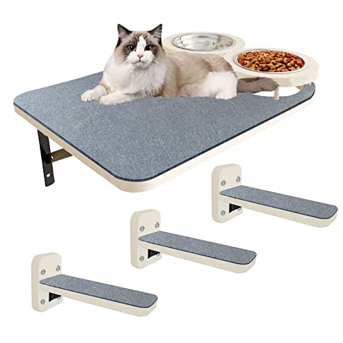 Wall-mounted Cat Hammock with Shelves and Scratching Post