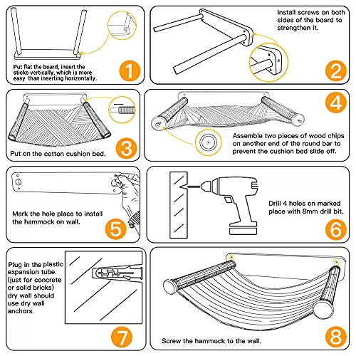 Wall-Mounted Cat Hammock Bed for Climbing and Lounging