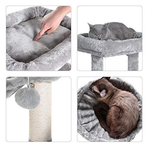 Light Gray Cat Tower with Luxury Condos & Basket