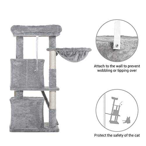 Light Gray Cat Tower with Luxury Condos & Basket