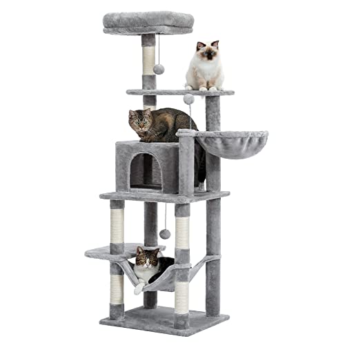 Grey Cat Tower with Sisal Scratching Post