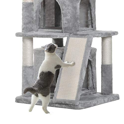 Light Gray Cat Tower with Luxury Condos & Basket