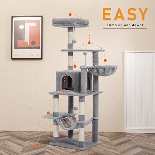 Grey Cat Tower with Sisal Scratching Post