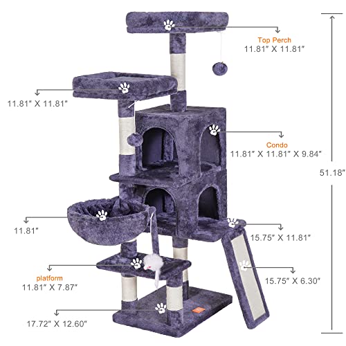Smoky Gray Multi-Level Cat Tower Condo