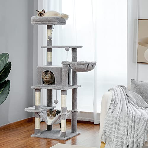 Grey Cat Tower with Sisal Scratching Post