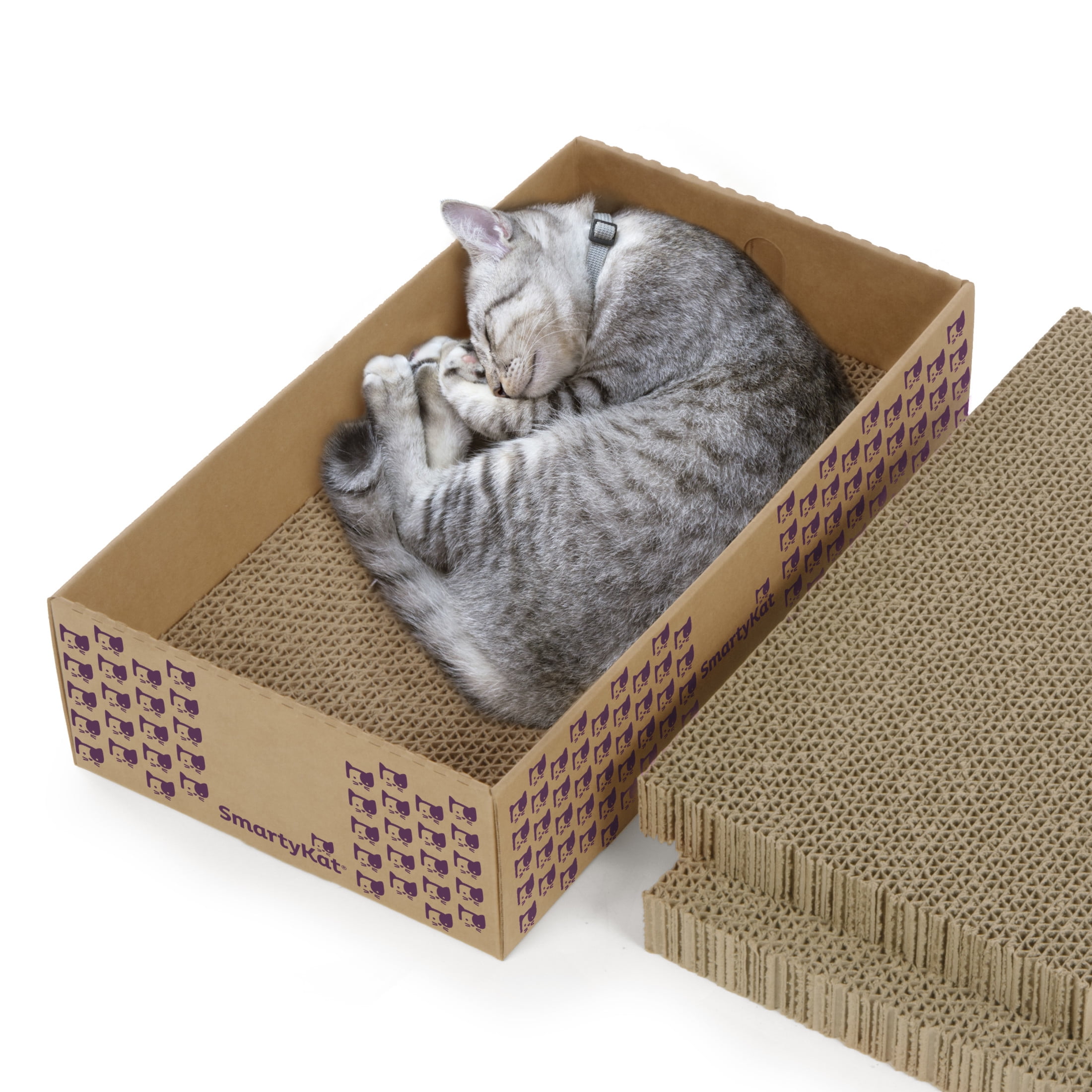 Catnip-infused Super Scratcher and Bed Stack