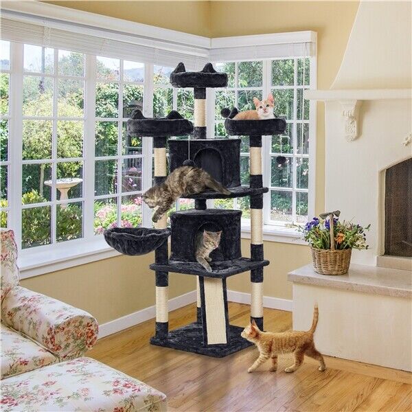 69 Inch Large Cat Tree & House w/Scratching Posts