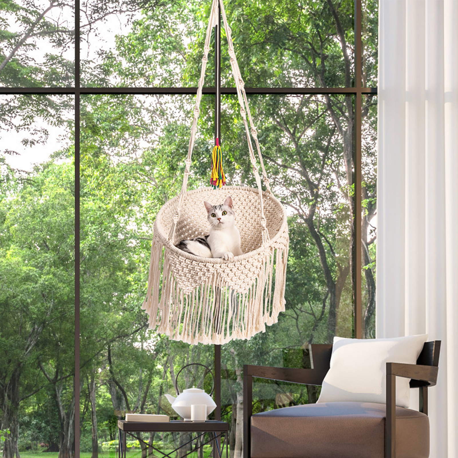 Handwoven Cat Window Perch & Hammock Kit