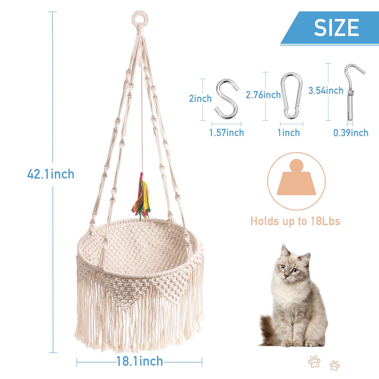 Handwoven Cat Window Perch & Hammock Kit