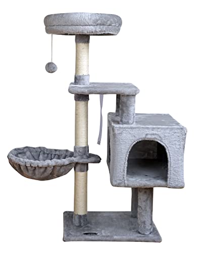 Grey Cat Tree with Sisal Posts & Jump Platform