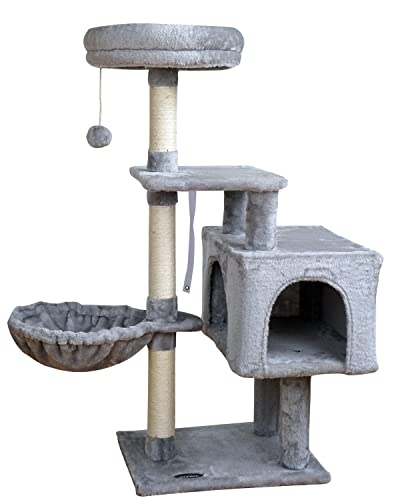 Grey Cat Tree with Sisal Posts & Jump Platform