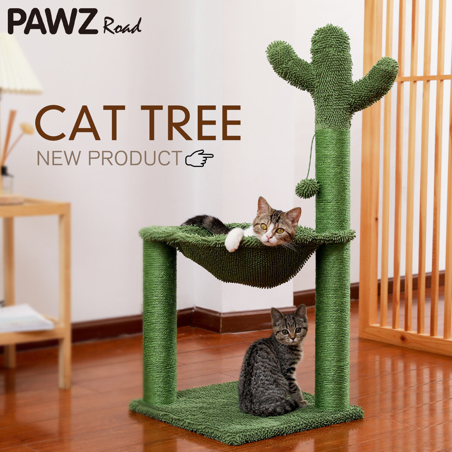 Cactus Cat Tree with Hammock and Scratcher