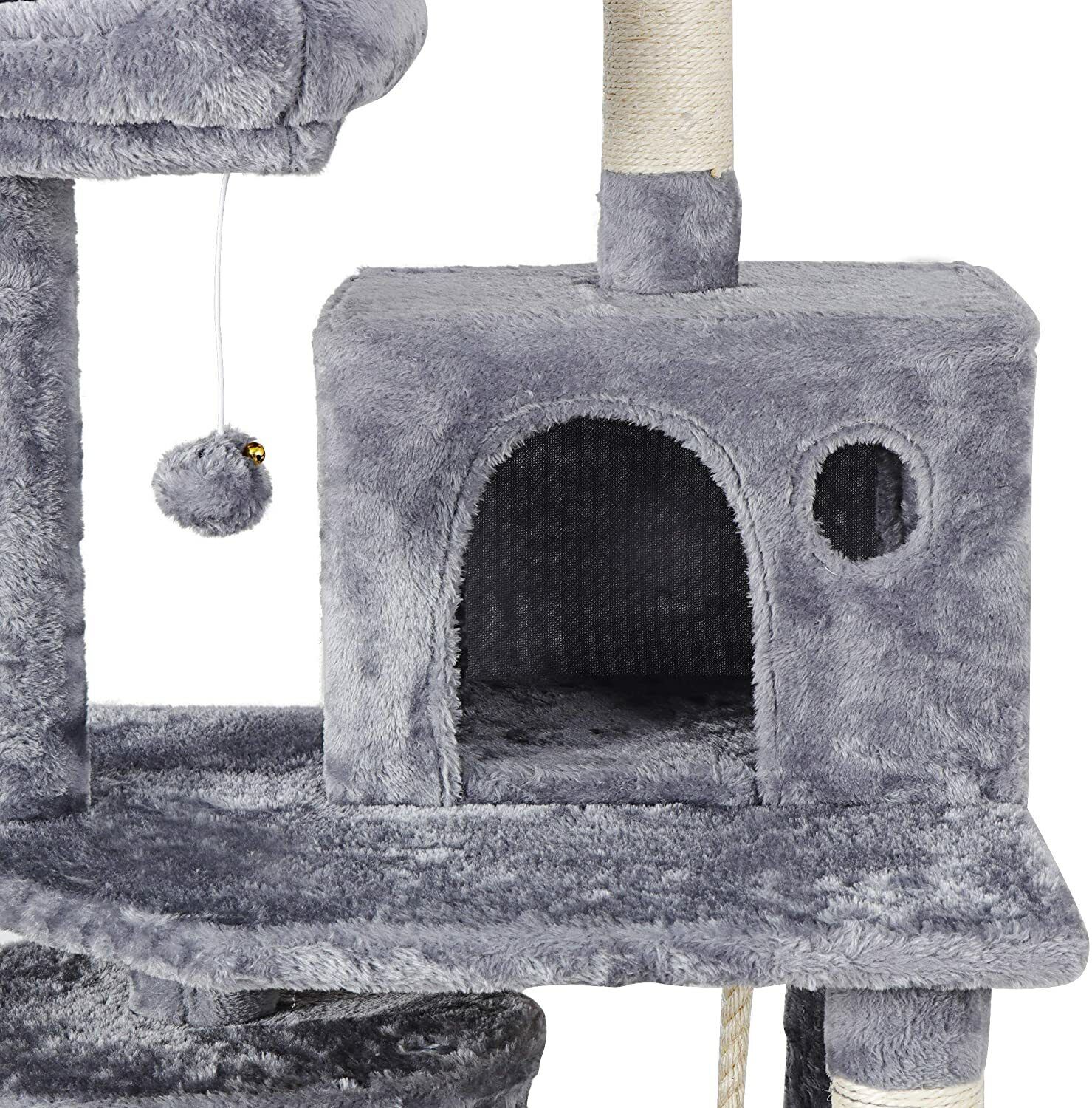 Gray Cat Tree with Scratching Post and Condo