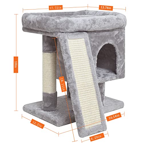 Small Modern Grey Cat Activity Tower with Scratching Post