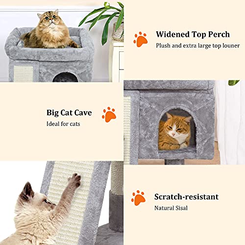 Small Modern Grey Cat Activity Tower with Scratching Post
