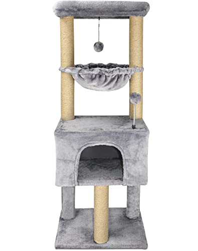Grey Cat Tree with Fashionable Design - 43.3
