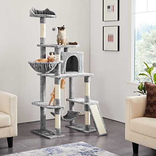 70-Inch Stable Cat Tree with Hammock and Condo