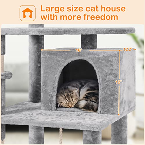 70-Inch Stable Cat Tree with Hammock and Condo