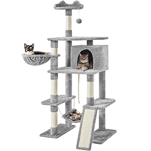 70-Inch Stable Cat Tree with Hammock and Condo