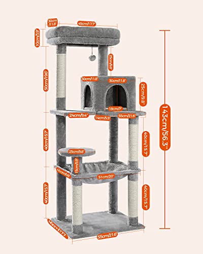 Multi-level Grey Cat Tower with Scratching Posts