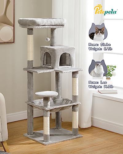 Multi-level Grey Cat Tower with Scratching Posts