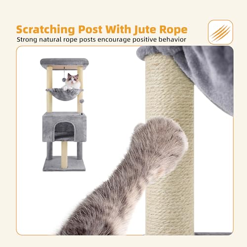 Grey Cat Tree with Fashionable Design - 43.3