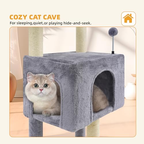 Grey Cat Tree with Fashionable Design - 43.3