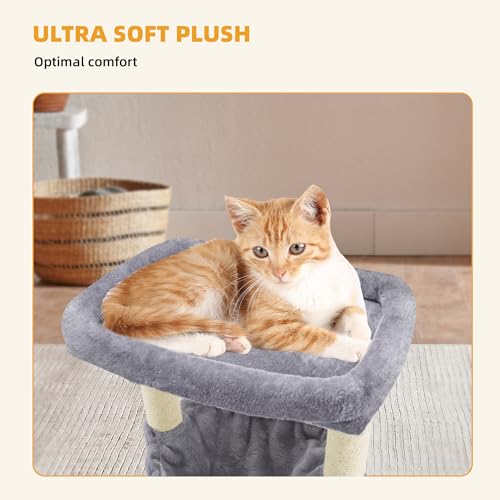 Grey Cat Tree with Fashionable Design - 43.3