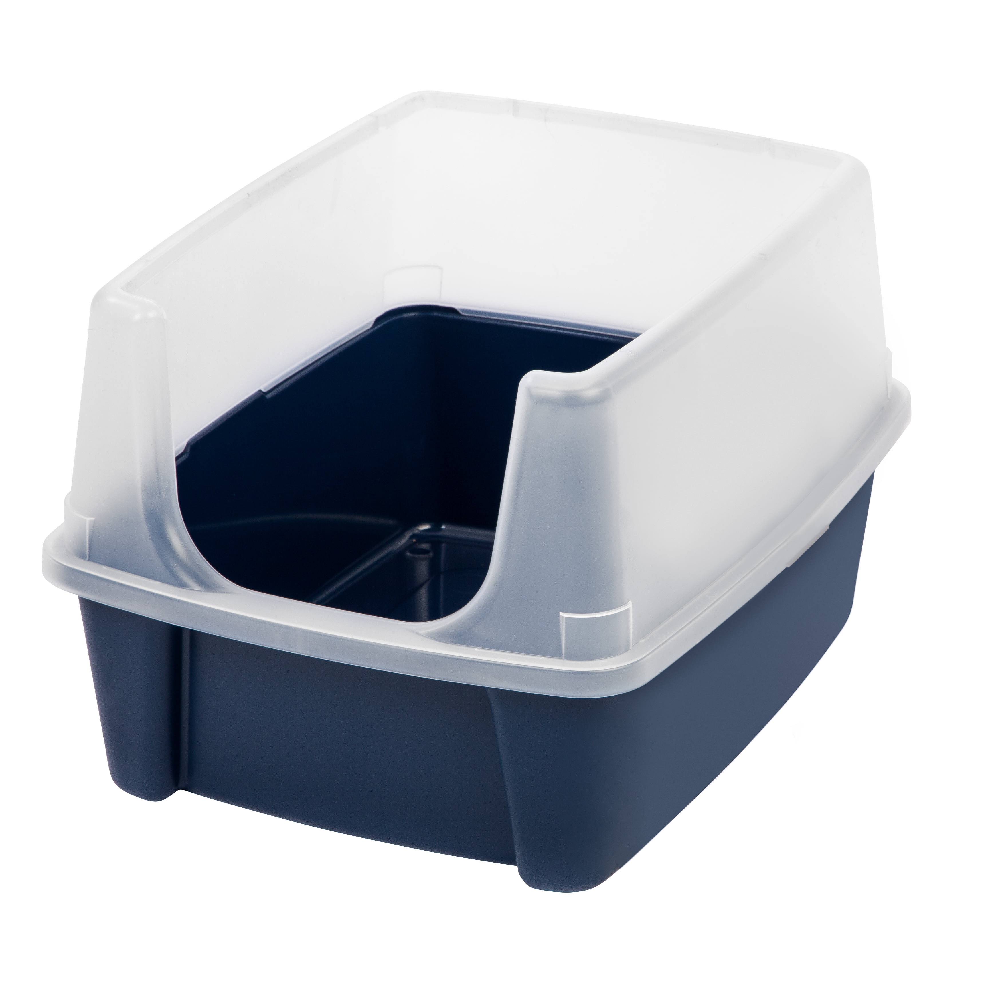 Navy Cat Litter Box with Shield by IRIS
