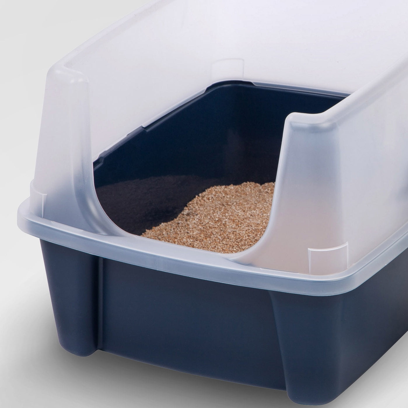 Navy Cat Litter Box with Shield by IRIS