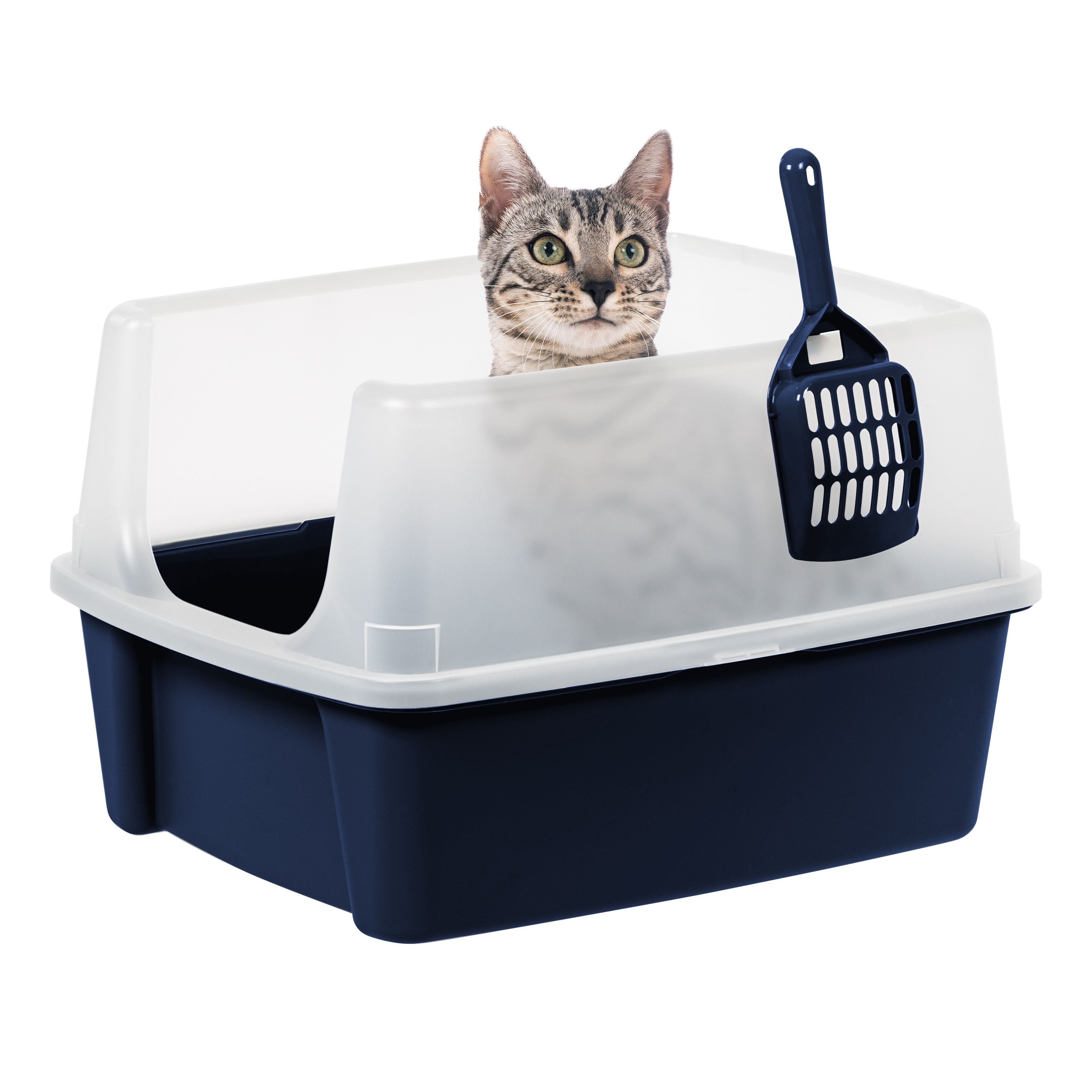IRIS USA Open-Top Cat Litter Box Navy