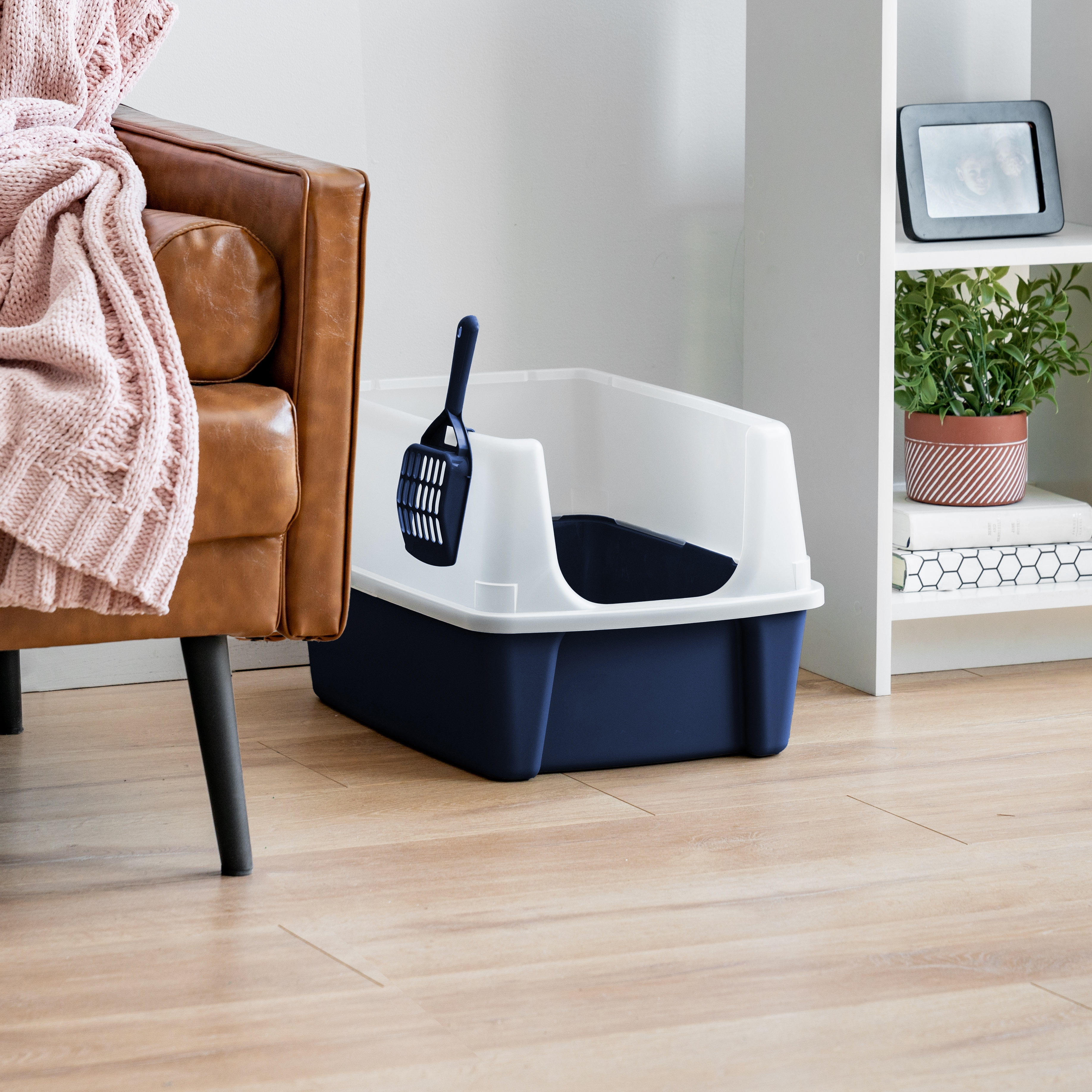 IRIS USA Open-Top Cat Litter Box Navy