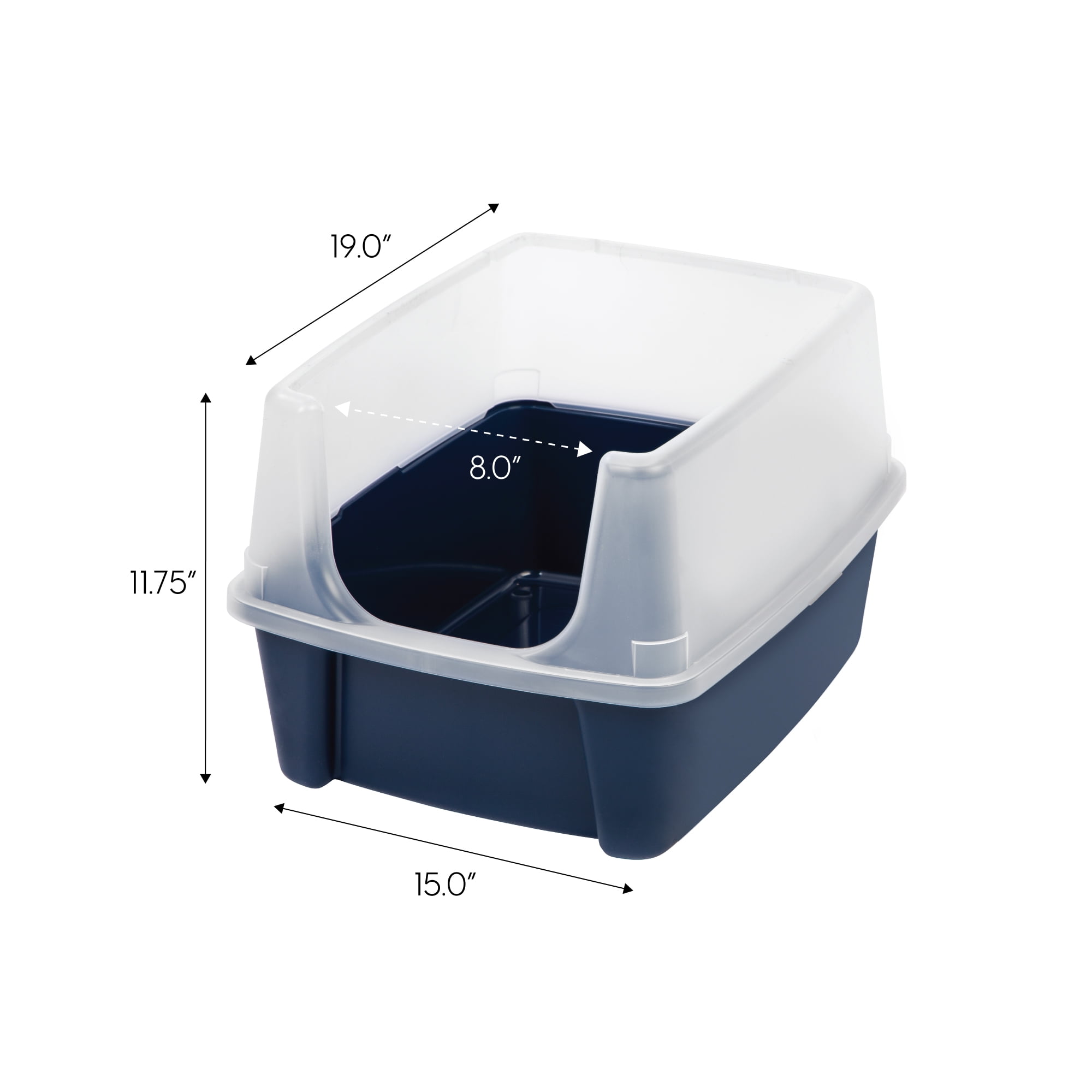 IRIS USA Open-Top Cat Litter Box Navy