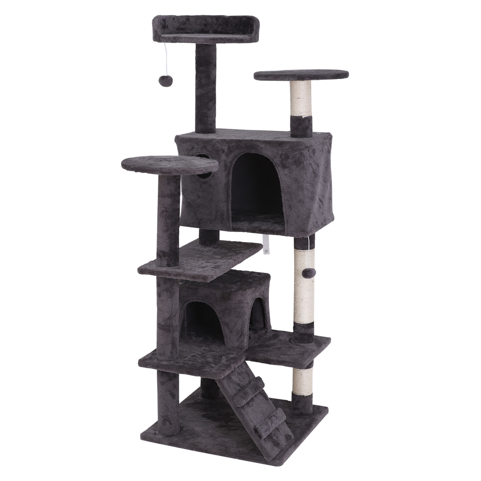 55'' Stable Cat Tree with Scratching Post & Ball