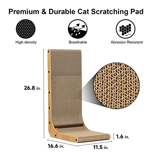L-Shaped Wall Mounted Cat Scratcher with Toy Ball