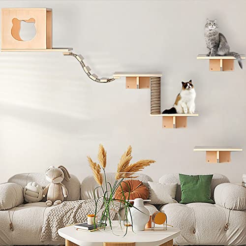 Wall-mounted Cat Furniture Set: 7 Pieces