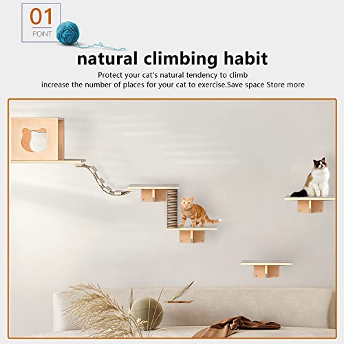 Wall-mounted Cat Furniture Set: 7 Pieces