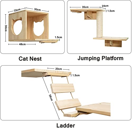 Wall-Mounted Cat Furniture Set with 5 Pieces