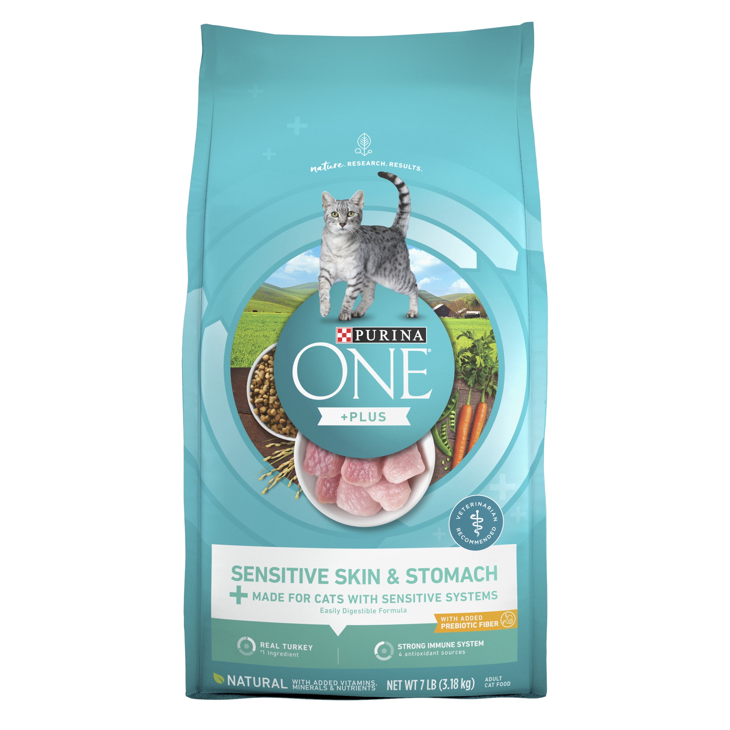 Purina One Sensitive Skin Stomach Cat Food, 7lb