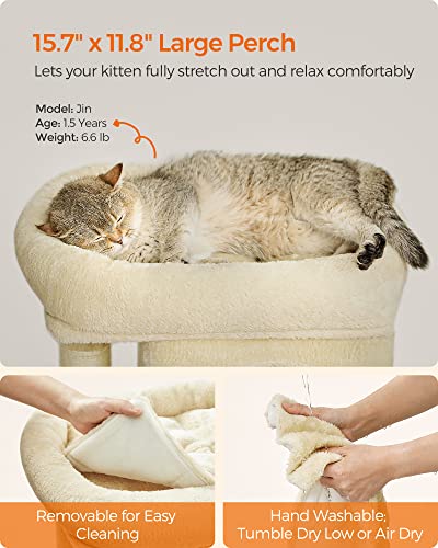 26.4-Inch Feandrea Beige Cat Tree