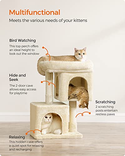 26.4-Inch Feandrea Beige Cat Tree