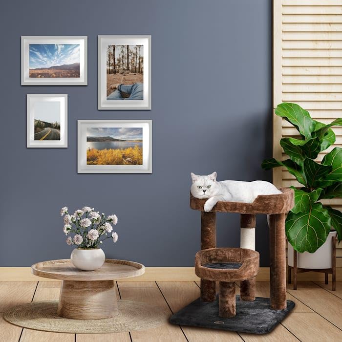 23" Brown/Black Cat Tree with Elevated Perches
