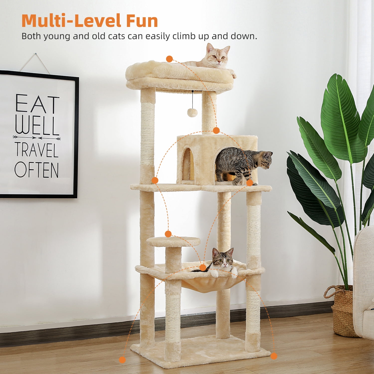 PAWZ Road Cat Tower with Large Perch