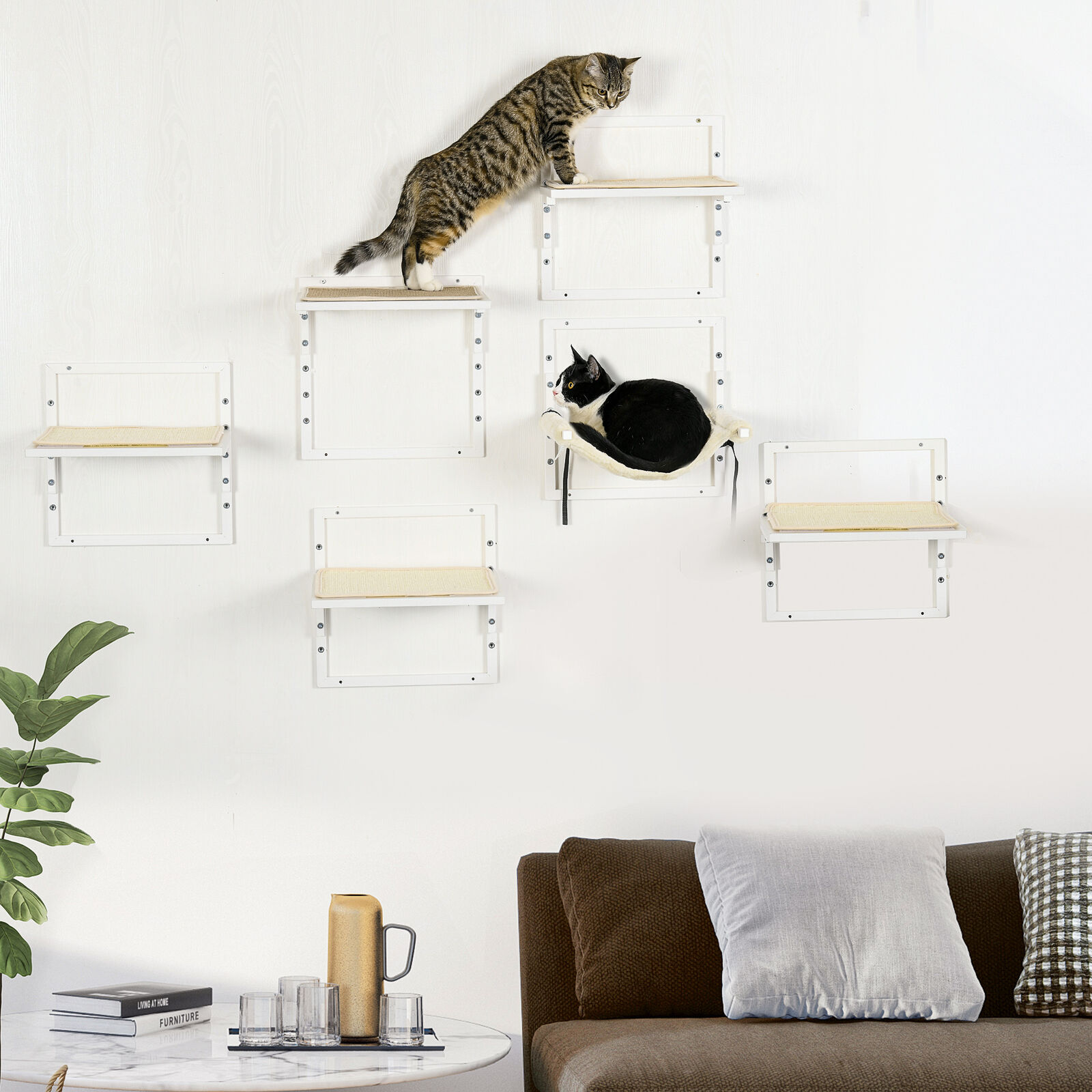 6 Modern Steel Cat Shelves with Hammock